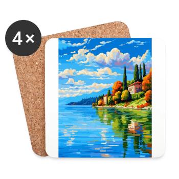 Lac de Varèse Italie Affiche de voyage vintage souvenir - Dessous de verre (lot de 4) - blanc - Devant