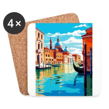 Venise Italie Affiche de voyage vintage WPA Souvenir - Dessous de verre (lot de 4) - blanc - Devant