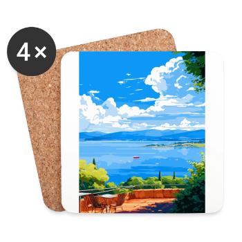 Lac de Bracciano Italie Affiche de voyage vintage WPA Art - Dessous de verre (lot de 4) - blanc - Devant