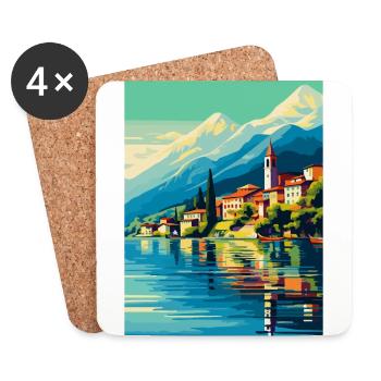 Lake Como Italy Vintage Travel Poster Souvenir WPA - Coasters (set of 4) - white - Front