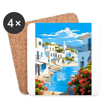 Paros Greece Vintage Travel Poster WPA Souvenir - Coasters (set of 4) - white - Front