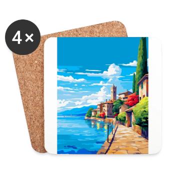 Sirmione Italy Vintage Travel Poster Souvenir WPA - Coasters (set of 4) - white - Front
