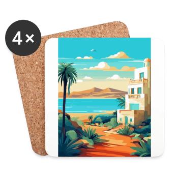 Lanzarote Espagne Affiche de voyage vintage Souvenir WPA - Dessous de verre (lot de 4) - blanc - Devant