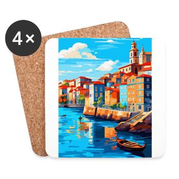Porto Portugal Vintage Travel Poster Souvenir WPA - Coasters (set of 4) - white - Front
