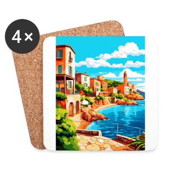 Costa Brava Spain Vintage Travel Poster Souvenir - Coasters (set of 4) - white - Front