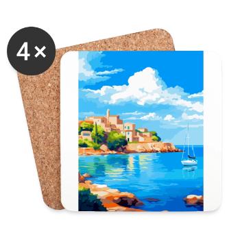 Îles Baléares Espagne Affiche de voyage vintage WPA - Dessous de verre (lot de 4) - blanc - Devant