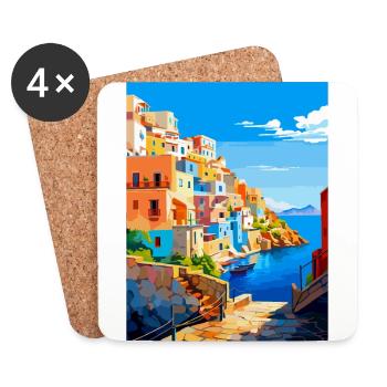 Ponza Italie Affiche de voyage vintage WPA Art Souvenir - Dessous de verre (lot de 4) - blanc - Devant