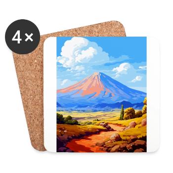 Teide Nationalpark Spanien Vintage Reiseplakat - Untersetzer (4er-Set) - Weiß - Vorne