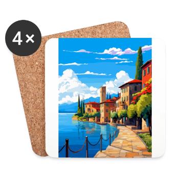 Sirmione Italy Vintage Travel Poster Souvenir WPA - Coasters (set of 4) - white - Front