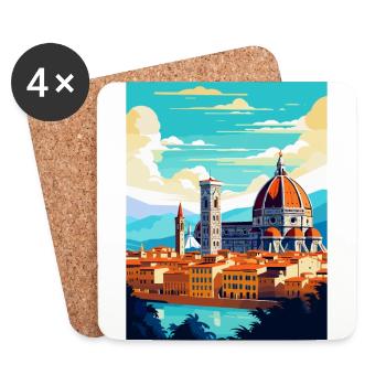 Florence Italie Affiche de voyage vintage Souvenir WPA - Dessous de verre (lot de 4) - blanc - Devant