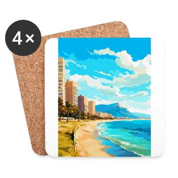 Alicante Spanien Vintage Reiseplakat Souvenir WPA - Untersetzer (4er-Set) - Weiß - Vorne