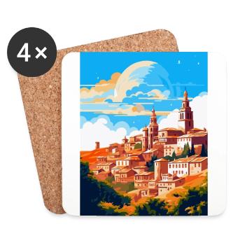 Tolède Espagne Affiche de voyage vintage WPA Souvenir - Dessous de verre (lot de 4) - blanc - Devant
