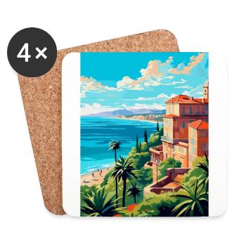 Côte d’Azur France Vintage Poster Souvenir de Voyage - Dessous de verre (lot de 4) - blanc - Devant