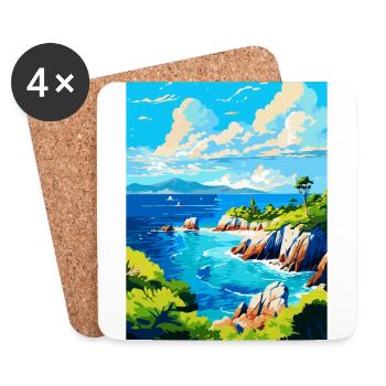Affiche de voyage vintage des îles Paklinski en Croatie - Dessous de verre (lot de 4) - blanc - Devant
