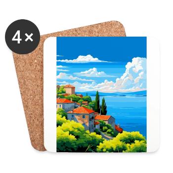 Lac de Bolsena Italie Affiche de voyage vintage souvenir - Dessous de verre (lot de 4) - blanc - Devant