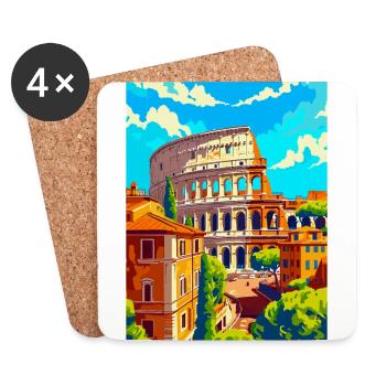 Rome Italy Vintage Travel Poster Souvenir Souvenir - Coasters (set of 4) - white - Front