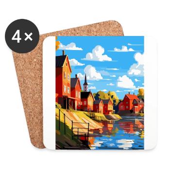 Porvoo Finlande Affiche de voyage vintage souvenir WPA - Dessous de verre (lot de 4) - blanc - Devant