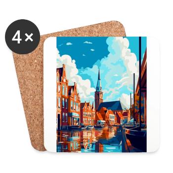 Haarlem Netherlands Vintage Travel Poster Souvenir - Coasters (set of 4) - white - Front