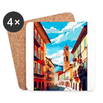 Pamplona Spanien Vintage Reiseplakat Souvenir WPA - Untersetzer (4er-Set) - Weiß - Vorne
