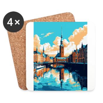 Hambourg Allemagne Affiche de voyage vintage Souvenir WPA - Dessous de verre (lot de 4) - blanc - Devant
