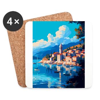 Cavtat Kroatien Vintage Reiseplakat Souvenir WPA - Untersetzer (4er-Set) - Weiß - Vorne