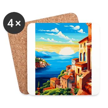 Sicily Italy Vintage Travel Poster WPA Souvenir - Coasters (set of 4) - white - Front