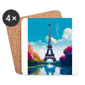 Eiffelturm Paris Frankreich Vintage Reiseplakat - Untersetzer (4er-Set) - Weiß - Vorne