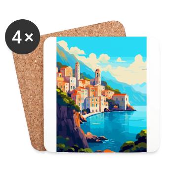 Amalfi Italien Vintage Reiseposter WPA Souvenir - Untersetzer (4er-Set) - Weiß - Vorne