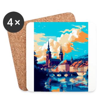 Würzburg Allemagne Affiche de voyage vintage souvenir - Dessous de verre (lot de 4) - blanc - Devant