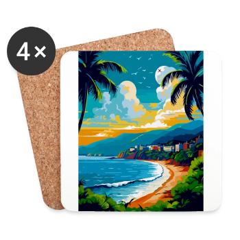 Côte D Azur Frankreich Côte d'Azur Frankreich Poster - Untersetzer (4er-Set) - Weiß - Vorne