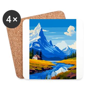 Affiche de voyage des montagnes scandinaves en Suède WPA - Dessous de verre (lot de 4) - blanc - Devant