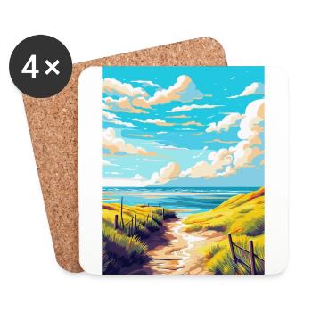 Texel Niederlande Vintage Reiseplakat Souvenir - Untersetzer (4er-Set) - Weiß - Vorne