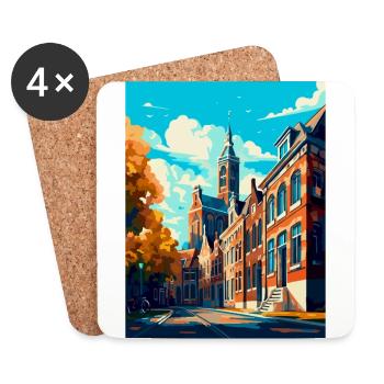 Tilburg Netherlands Vintage Travel Poster Souvenir - Coasters (set of 4) - white - Front