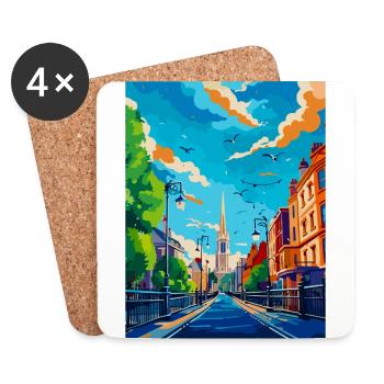 Dublin Irland Uk Vintage Reiseplakat Souvenir - Untersetzer (4er-Set) - Weiß - Vorne