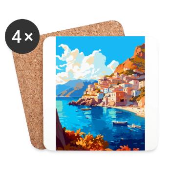 Karpathos Grèce Affiche de voyage vintage souvenir - Dessous de verre (lot de 4) - blanc - Devant