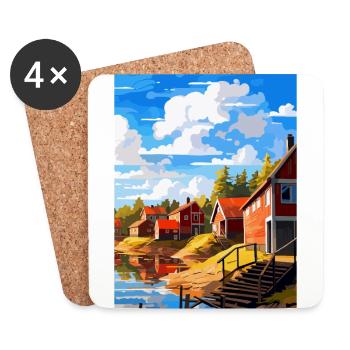 Porvoo Finlande Affiche de voyage vintage souvenir WPA - Dessous de verre (lot de 4) - blanc - Devant