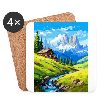 Dolomites Italy Vintage Travel Poster Souvenir WPA - Coasters (set of 4) - white - Front