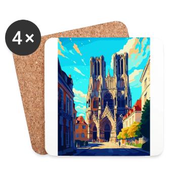 Reims Frankreich Vintage Reiseposter WPA Souvenir - Untersetzer (4er-Set) - Weiß - Vorne