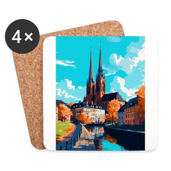 Uppsala Schweden Vintage Reiseplakat Souvenir WPA - Untersetzer (4er-Set) - Weiß - Vorne