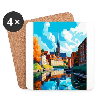 Linköping Suède Affiche de voyage vintage souvenir - Dessous de verre (lot de 4) - blanc - Devant