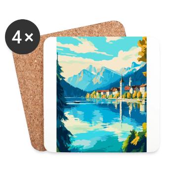 Luzern Schweiz Vintage Reiseplakat Souvenir - Untersetzer (4er-Set) - Weiß - Vorne
