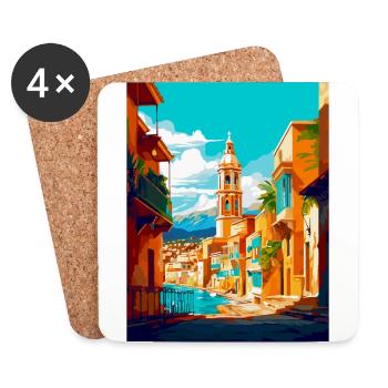 Carthagène Espagne Affiche de voyage vintage Souvenir WPA - Dessous de verre (lot de 4) - blanc - Devant