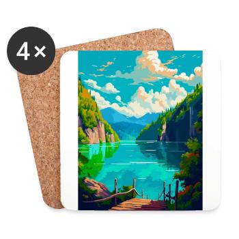 Nationalpark Plitvicer Seen Kroatien Reiseplakat - Untersetzer (4er-Set) - Weiß - Vorne