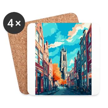 Utrecht Niederlande Vintage Reiseplakat Souvenir - Untersetzer (4er-Set) - Weiß - Vorne
