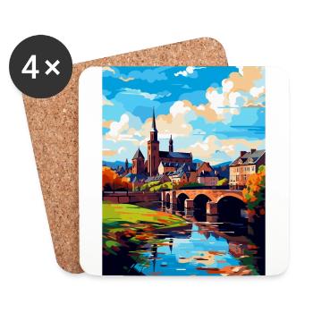 Trier Germany Vintage Travel Poster WPA Souvenir - Coasters (set of 4) - white - Front