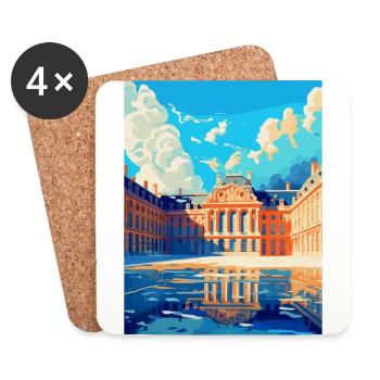 Versailles France Affiche de voyage vintage souvenir - Dessous de verre (lot de 4) - blanc - Devant