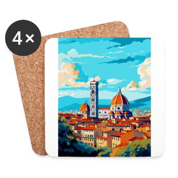 Florence Italie Affiche de voyage vintage Souvenir WPA - Dessous de verre (lot de 4) - blanc - Devant