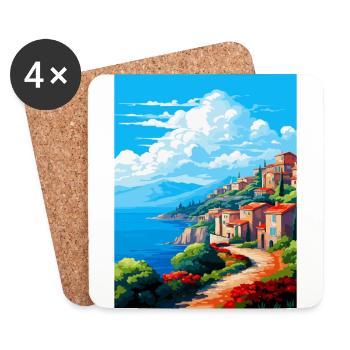 Elba Italy Vintage Travel Poster Souvenir Souvenir - Coasters (set of 4) - white - Front
