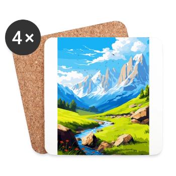 Picos De Europa National Park Spain Travel Poster - Coasters (set of 4) - white - Front