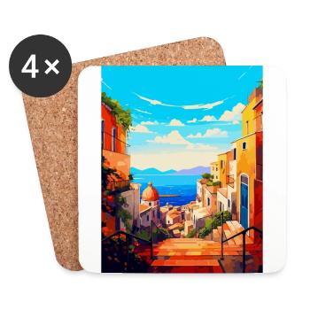 Naples Italie Affiche de voyage vintage WPA Souvenir - Dessous de verre (lot de 4) - blanc - Devant